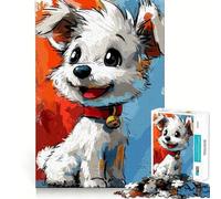 Puzzle 1000 pièces Chiot Joyeux,découpe précise,Jeu créatif et cérébral,Moment de détente,Cadeau d'anniversaire (38x26cm)