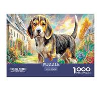 Puzzle 1000 Pièces Chiots Beagle, Difficile | Beagle et Chemin Suburbain Coloré, Papier Recyclé pour Hommes et Femmes, Anti-Stress, Décoration Murale, 52x38cm