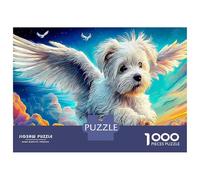 Puzzle 1000 Pièces Chiots dans Jardin, 70x50 cm, Éducatif et Décoratif Jeu Forêt de Conte de Fées pour Famille, Garçons et Filles