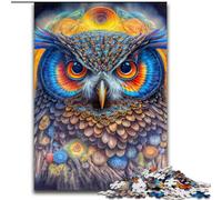 Puzzle 1000 pièces Chouette Abstraite en Bois, idéal pour Les Anniversaires, Noël et Halloween 50x75cm pour Les Adolescents et Les familles, idéal pour Noël