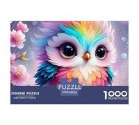 Puzzle 1000 pièces Chouette Arc-en-Ciel Adultes Enfants - Mignonne Chouette Fleurs, Jeu éducatif, Défi, Décoration Murale, 38x26cm