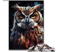 Puzzle 1000 pièces Chouette Art numérique Puzzles Adultes 1000 pièces Idéal pour la décoration de la Maison et du Bureau, Cadeau Parfait pour Un Anniversaire Taille 26x38cm