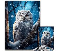 Puzzle 1000 pièces Chouette Blanche dans la Neige pour Adultes Puzzles pour Adultes Cadeau de Vacances Parfait pour Noël Halloween Pâques Nouvel an 1000 pièces (38x26cm)