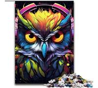 Puzzle 1000 pièces Chouette colorée en Bois, pour Les Parents,Les Amoureux et Les Amis 14 Ans et Plus 50x75cm,pour la décoration intérieure,l'entraînement cérébral et Les Cadeaux de Noël