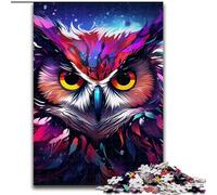 Puzzle 1000 pièces Chouette colorée en Bois, pour Les Parents,Les Amoureux et Les Amis 14 Ans et Plus 50x75cm,pour la décoration intérieure,l'entraînement cérébral et Les Cadeaux de Noël
