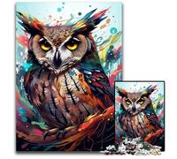 Puzzle 1000 pièces Chouette colorée pour Adultes et Adolescents, idéal comme Cadeau d'anniversaire ou de Vacances 50x75cm/19,68x29,52 Pouces