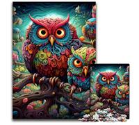 Puzzle 1000 pièces Chouette colorée pour Adultes Puzzles pour Adultes Idéal pour Les Amoureux, Cadeau Parfait pour Noël, Nouvel an, Saint-Valentin 50x75cm / 19,68x29,52 Pouces
