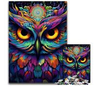 Puzzle 1000 pièces Chouette colorée pour Adultes Puzzles pour Adultes Idéal pour Les Amoureux, Cadeau Parfait pour Noël, Le Nouvel an, la Saint-Valentin 26x38cm / 10,23x14,96 Pouces
