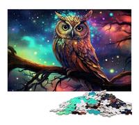 Puzzle 1000 pièces Chouette de la Nuit étoilée pour Adultes, idéal pour Les Amoureux, Cadeau Parfait pour Noël, Le Nouvel an ou la Saint-Valentin 26x38cm / 10,23x14,96 Pouces