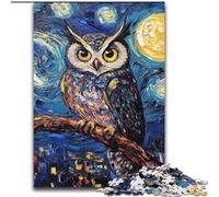 Puzzle 1000 pièces Chouette du Ciel Nocturne pour Adultes et Adolescents, Anti-Stress, Vacances à la Maison, Passe-Temps et Amour Entre Couples (26x38cm)