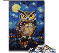 Puzzle 1000 pièces Chouette du Ciel Nocturne, Un défi à relever, mais Amusant et Humoristique, Cadeau d'anniversaire, décoration Murale (50x75cm)