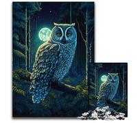 Puzzle 1000 pièces Chouette Nuit pour Adultes, décoration d'intérieur, pour Noël et Nouvel an pour Adolescents 26x38cm/10,23x14,96 Pouces