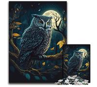 Puzzle 1000 pièces « Chouette Nuit » pour Adultes. Puzzles pour Adultes. Idéal pour Les Amoureux, Parfait pour Noël, Le Nouvel an, la Saint-Valentin. 50x75cm.