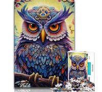 Puzzle 1000 pièces Chouette psychédélique pour Adultes et Adolescents, Jeu éducatif, Jouet de défi, décoration Murale, Cadeaux d'anniversaire et de Noël Uniques (38x26cm)