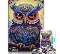 Puzzle 1000 pièces Chouette psychédélique pour Adultes Jeu Familial Anti-Stress défi Difficile Superbes Cadeaux et Jouets (50x75cm)