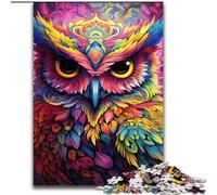 Puzzle 1000 pièces Chouette Rose en Bois, Jeu Familial interactif, adapté aux 14 Ans et Plus, 50x75cm, Casse-tête, Jeu pour Adultes, activité familiale Interactive