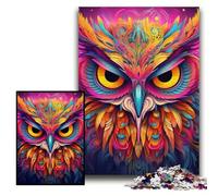 Puzzle 1000 pièces Chouette Rose en Carton pour Adultes, Taille 26x38cm, pour Les Anniversaires et Les fêtes