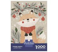 Puzzle 1000 Pièces Christmas Fox Illustration pour Adolescents - Jeu De Réflexion - Cadeaux pour Femmes - Idées Cadeaux Uniques pour Un Anniversaire Ou Noël 52x38cm/1000pcs