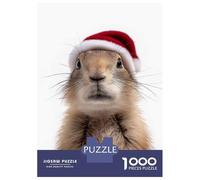 Puzzle 1000 Pièces Christmas Prairie Dog with Santa Hat Puzzles pour Adultes, Jouets Anti-Stress, Cadeaux pour Femmes, Cadeaux d'anniversaire Uniques 38x26cm/1000pcs
