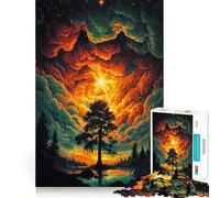 Puzzle 1000 pièces Ciel de Coucher de Soleil avec Arbre pour Adolescents, idéal pour stimuler la mémoire, à Assembler à la Maison, Cadeau Parfait 38x52cm