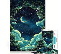 Puzzle 1000 pièces Ciel Nocturne à Travers Les Arbres pour Adolescents Jeu cognitif et Relaxant Finition Premium Liste de souhaits du Père Noël (38x52cm)