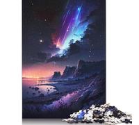 Puzzle 1000 pièces Ciel Nocturne avec Étoiles Filantes pour Adultes Adolescents Puzzle Bois Puzzles pour Adultes Cadeaux Secret du Père Noël 1000pcs (75x50cm)