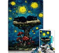 Puzzle 1000 pièces Ciel Nocturne Le Chat de Night Sky pour Adolescents et Adultes, Anti-Stress, défi Difficile, renforce l'amour Entre Couples 38x26cm
