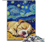 Puzzle 1000 pièces Ciel Nocturne Staffordshire Bull Terrier pour Adultes et Adolescents, à partir de 14 Ans Jeux Amusants, activités à la Maison, Cadeaux d'anniversaire, Cadeaux de Voyage (26x38cm)