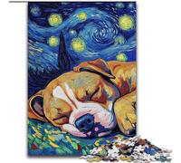Puzzle 1000 pièces Ciel Nocturne Staffordshire Bull Terrier pour Adultes, Jeux de détente pour renforcer l'amour Entre Couples (50x75cm)