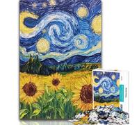 Puzzle 1000 pièces Ciel Nocturne Tournesol Puzzle 1000 pièces pour Adolescents Anti-Stress défi Difficile renforce l'amour Entre Les Couples 38x26cm