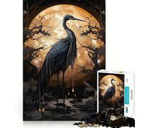 Puzzle 1000 pièces Cigogne Noire Sauvage Découpe Impeccable Amusant,Jeu de réflexion,Divertissement,Cadeau Artistique de Noël (50x75cm)