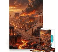 Puzzle 1000 pièces Cité Antique en Flammes Jeu de réflexion ludique et Stimulant Technologie de découpe Laser avancée Idéal pour Les Voyages (38x52cm)
