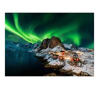 Puzzle 1000 pièces, classique, jeu d'adresse impossible, pour toute la famille, jeu de ponte coloré - Norvège Aurora Borealis, décoration d'intérieur