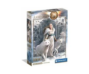 Puzzle 1000 pièces Clementoni Compact REF: 39957 50x70 cm Portrait Anne Stokes Winter Guardians Poster inclus Tons blanc/gris/bleu