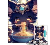 Puzzle 1000 pièces Cléopâtre Chat Ramen Défi cérébral et intellectuel Jouet addictif et Jeu Relaxant Décoration Parfaite Cadeau de Père Noël Secret (Dimensions 38x26cm)