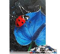 Puzzle 1000 pièces Coccinelle sur Anthurium Bleu Peinture pour Adultes Adolescents Puzzle Puzzle Adulte Cadeaux de Noël pour Adultes 1000pcs (75x50cm)