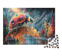 Puzzle 1000 pièces Coccinelle sur Une Feuille d'érable Carton 100% recyclé Insectes Feuille Humide Loisirs Voyage Décoration 38x26cm