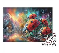 Puzzle 1000 pièces Coccinelles en quête de Nourriture Carton Solide Adultes débutants Détente Créativité Cadeau Insectes Rouges Décoration 52x38cm