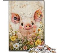 Puzzle 1000 pièces Cochon Aquarelle pour Adultes et Adolescents, Interaction Parent-Enfant intéressante pour réduire Le Stress (50x75cm)