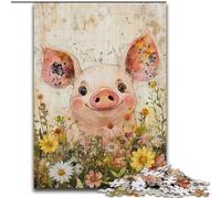 Puzzle 1000 pièces Cochon Aquarelle pour Adultes, Jeu Familial interactif, décoration d'intérieur DIY, Casse-tête Stimulant (Taille 50x75cm)