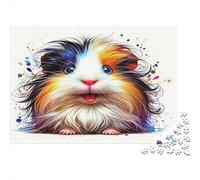 Puzzle 1000 pièces Cochon d’Inde Coloré, Éclaboussures de Peinture, Anti-Stress, Carton Recyclé, Dès 12 Ans, Cadeau de Fin d’Études, 38x26cm