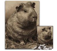 Puzzle 1000 pièces Cochon d'Inde Dessin au Crayon Puzzles en Bois Jeu de réflexion interactif Jeu Familial Convient aux 14 Ans et Plus 1000 pièces (75 x 50 cm)
