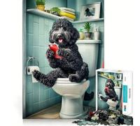 Puzzle 1000 pièces Cockapoo Noir Salle de Bain Découpe Impeccable Amusant,Jeu de réflexion,Divertissement,Cadeau Artistique de Noël (38x26cm)