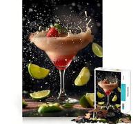 Puzzle 1000 pièces Cocktail Cosmopolitan Rose pour Adolescents Jeu de logique et de Sens Simple, Amusant, Bords Lisses, Cadeau élégant (38x26cm)
