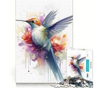 Puzzle 1000 pièces Colibri Aquarelle pour Adolescents Jeu de Concentration mentale Découpe de précision Bords Lisses pour Les fêtes (38x26cm)