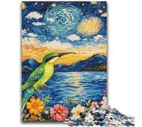 Puzzle 1000 pièces Colibri Nuit étoilée pour Adultes et Adolescents, Jeu Familial Anti-Stress, défi Difficile, Cadeaux du Père Noël Secret (38x26cm)