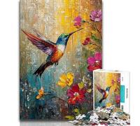 Puzzle 1000 pièces Colibri Peinture à l'huile Puzzle 1000 pièces pour Adolescents Cadeaux Jeu Stimulant et Jeu en Famille Cadeau d'anniversaire Cadeaux Art Mural 75x50cm