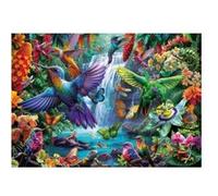 Puzzle 1000 pieces colibris et papillons 68x48cm - colle fix incluse - oiseaux colores foret tropicale - set puzzle adulte + carte