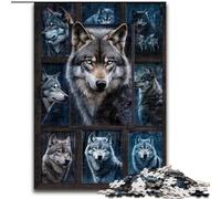 Puzzle 1000 pièces Collage de Loups Puzzles Difficiles pour Adultes 26x38cm Activité éducative pour Les compétences cognitives Amélioration des compétences cognitives