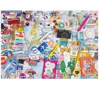 Puzzle 1000 Pieces Collage de Voyages, 68x48cm - Objets Souvenirs Vacances, Visite, Pays du Monde - Set Puzzle Adulte + Carte